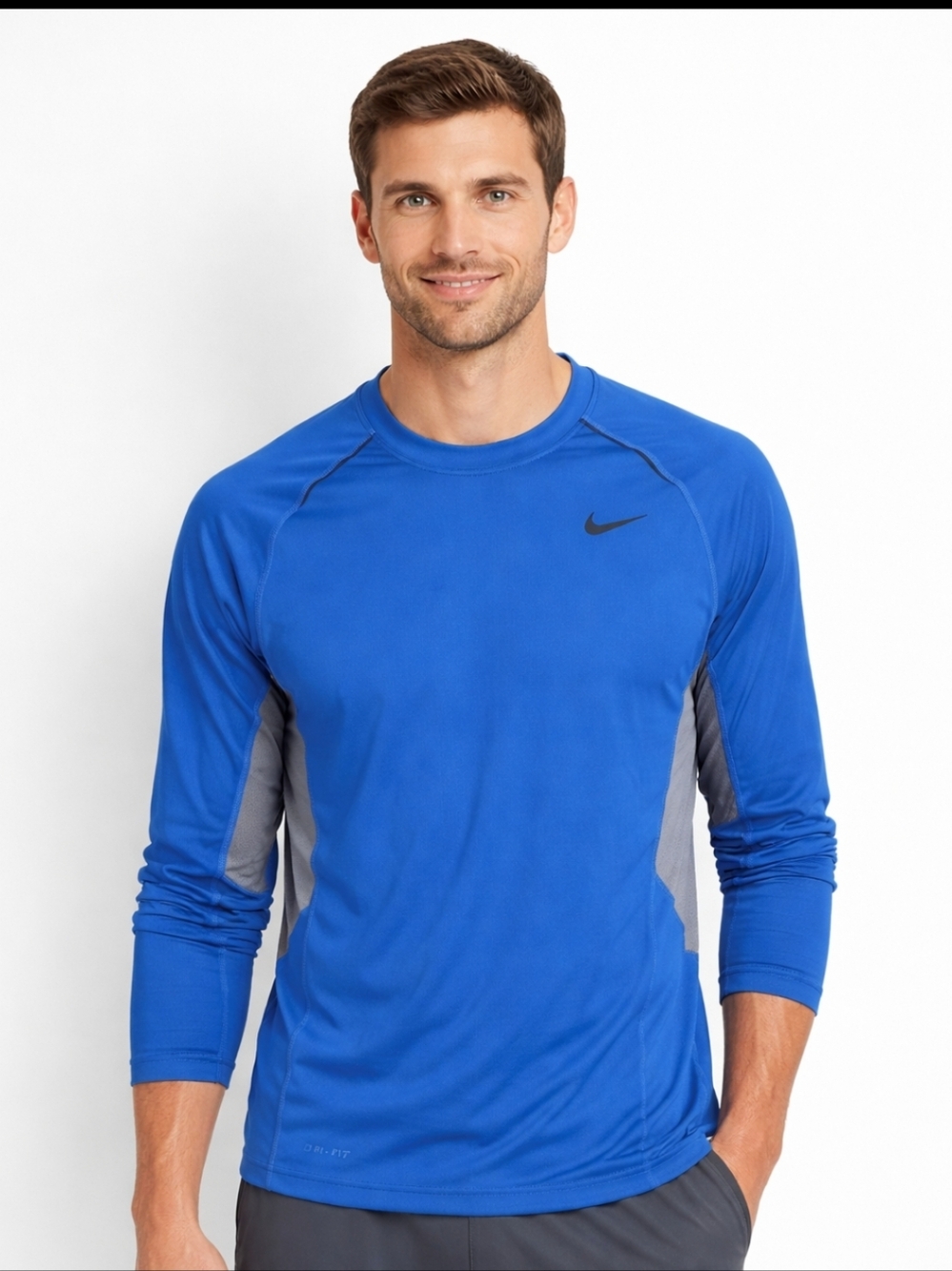 Nike Blue Gray Dri-fit Moisture Wicking Technology Mens Athletic Shirt Sz Sm
